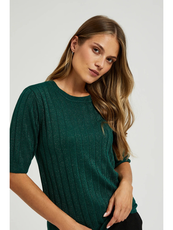 Moodo Вискозен суитшърт с метално влакно в зелено Moodo