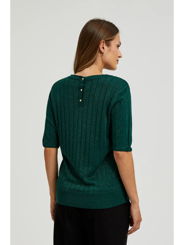 Moodo Вискозен суитшърт с метално влакно в зелено Moodo