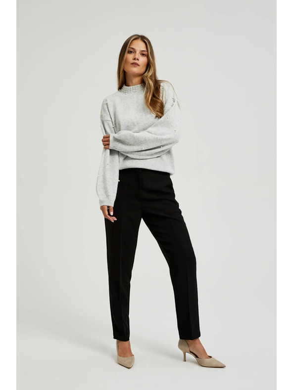 Moodo Суитшърт с декорация от перли в сиво Moodo