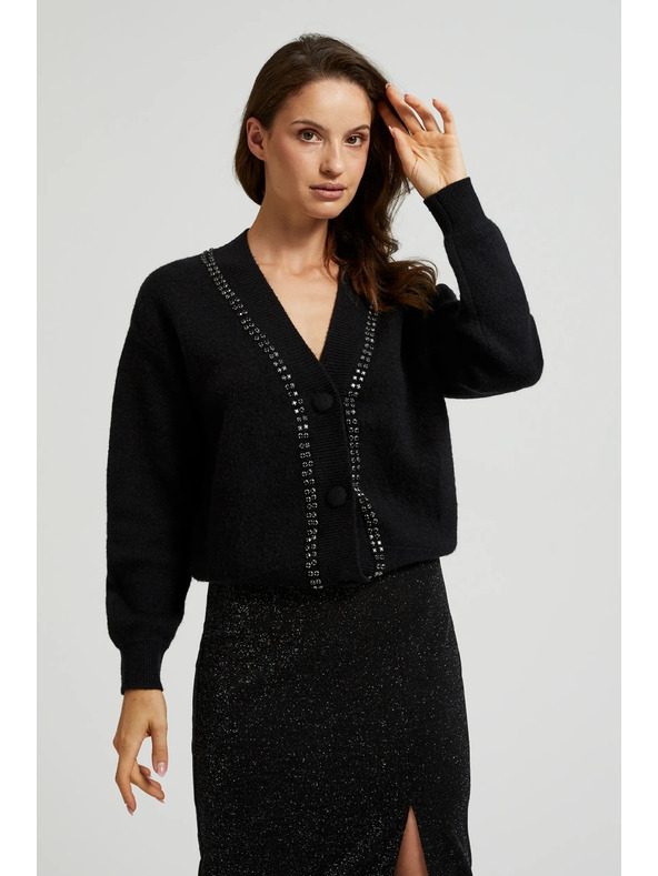 Moodo Черен жилетка с декорация от мъниста Moodo