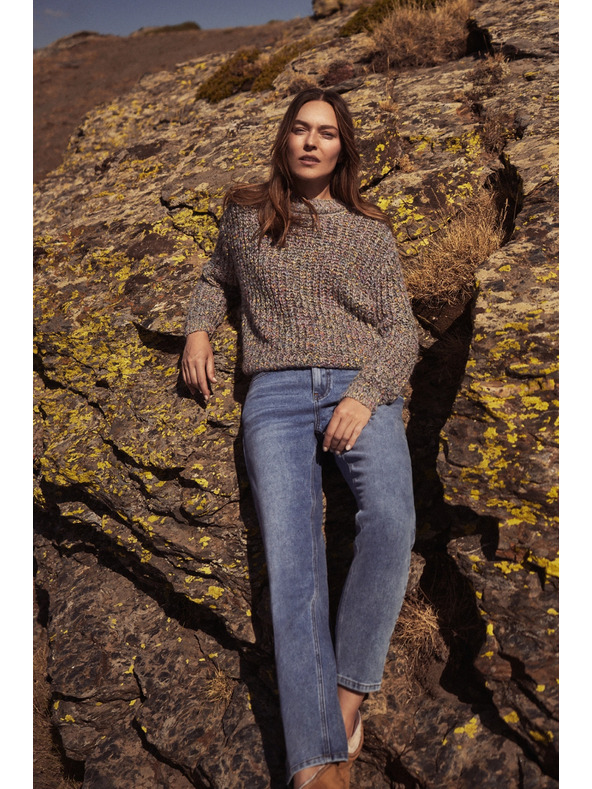 Moodo Суитшърт с цветна нишка в сиво Moodo