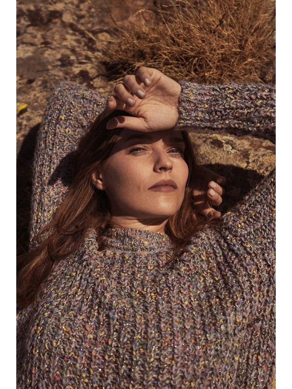 Moodo Суитшърт с цветна нишка в сиво Moodo