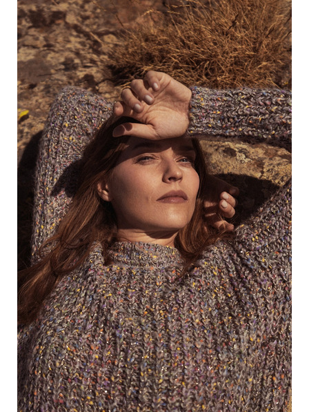 Moodo Суитшърт с цветна нишка в сиво Moodo