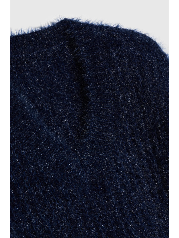 Moodo Пухкав суитшърт с метализирана нишка в тъмносиньо Moodo