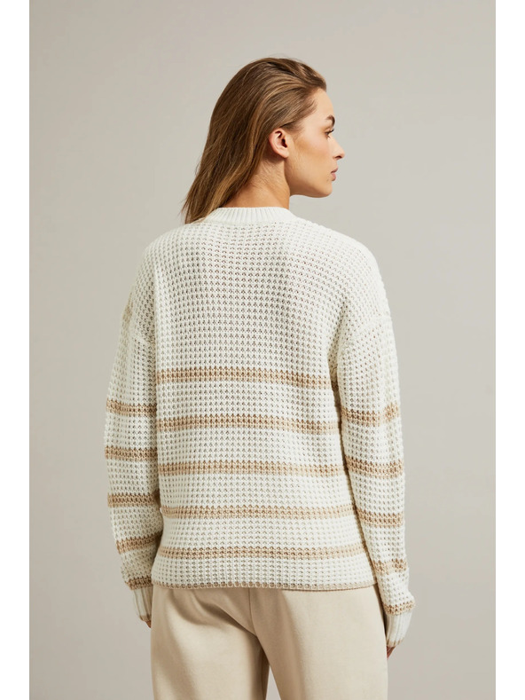 Moodo Бежов суитшърт с ивици и кръгло деколте Moodo