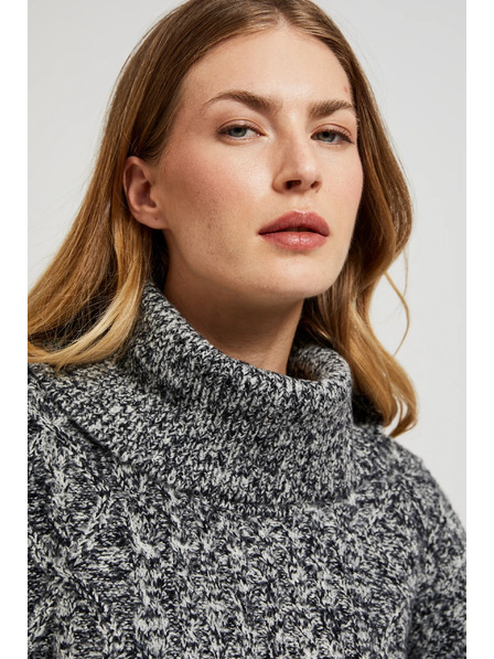 Moodo Суитшърт с дебела яка в черно Moodo