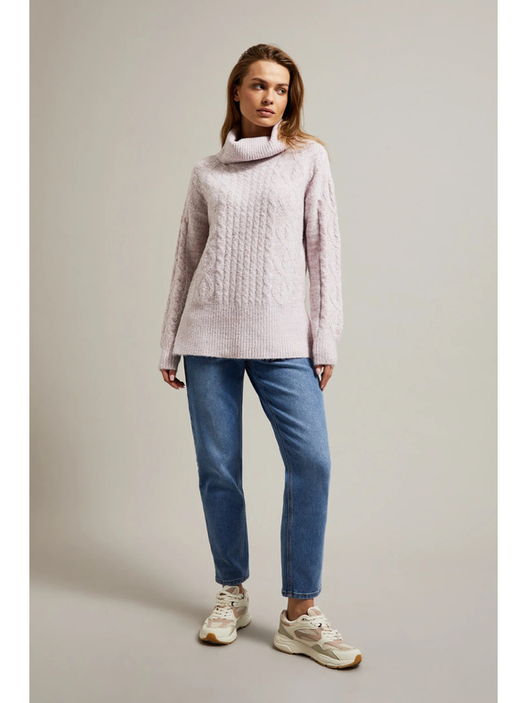 Moodo Суитшърт с дебела яка в розово Moodo