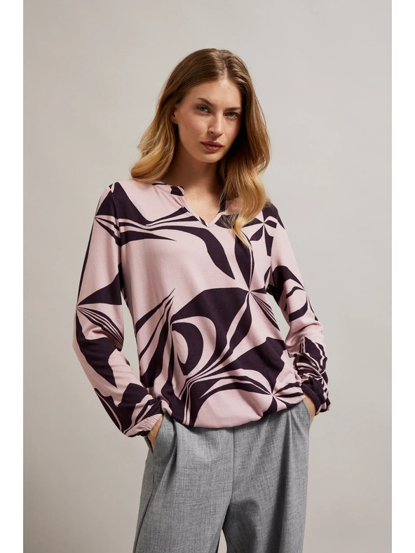 Moodo Суитшърт с геометричен десен в розово Moodo