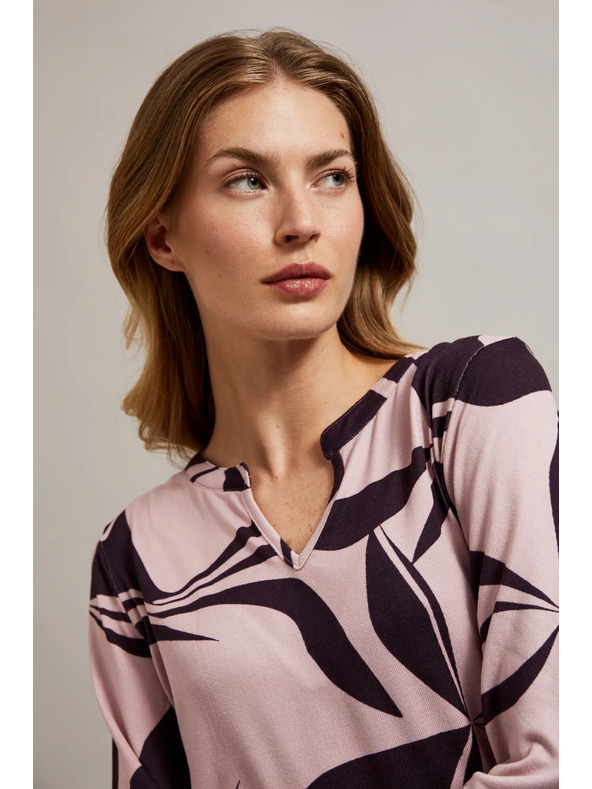 Moodo Суитшърт с геометричен десен в розово Moodo