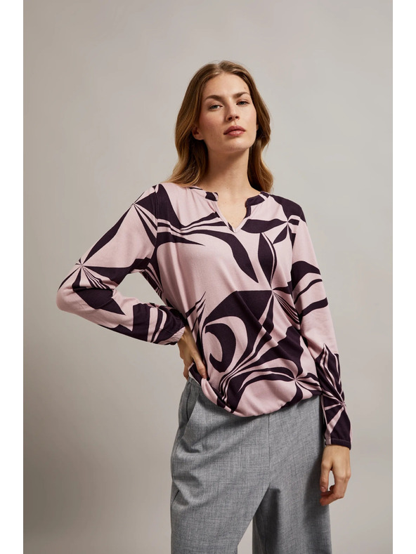 Moodo Суитшърт с геометричен десен в розово Moodo