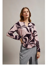 Moodo Суитшърт с геометричен десен в розово Moodo