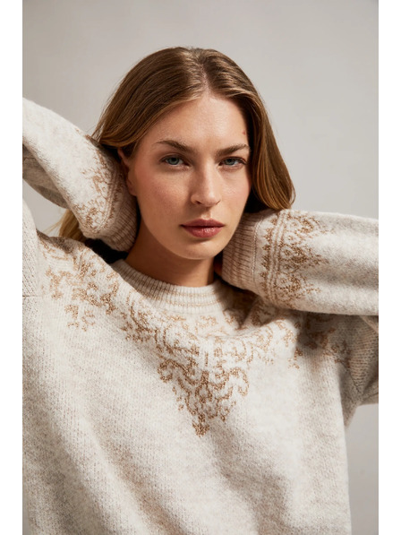 Moodo Суитшърт с лъскава нишка в бежово Moodo