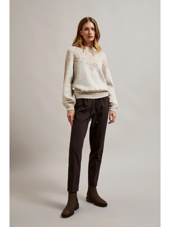 Moodo Суитшърт с лъскава нишка в бежово Moodo