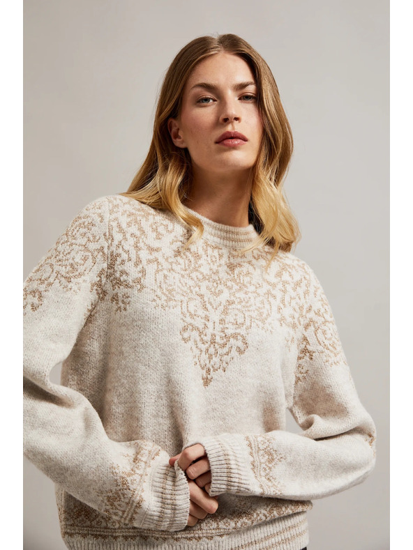 Moodo Суитшърт с лъскава нишка в бежово Moodo