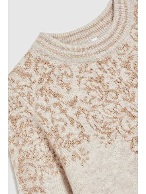 Moodo Суитшърт с лъскава нишка в бежово Moodo