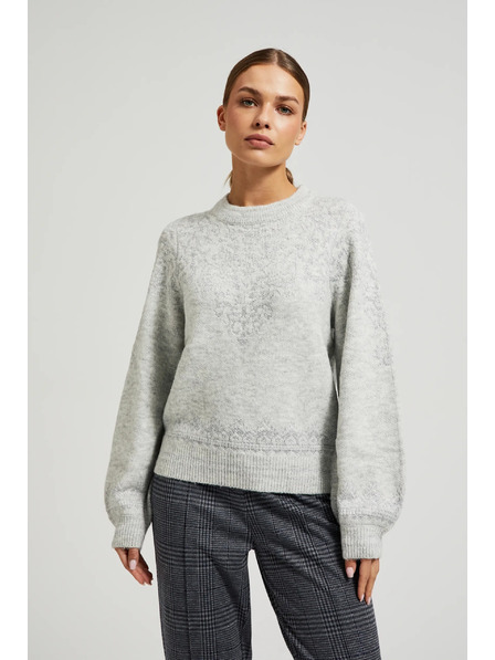 Moodo Суитшърт с лъскава нишка в сиво Moodo