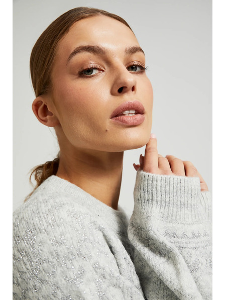 Moodo Суитшърт с лъскава нишка в сиво Moodo