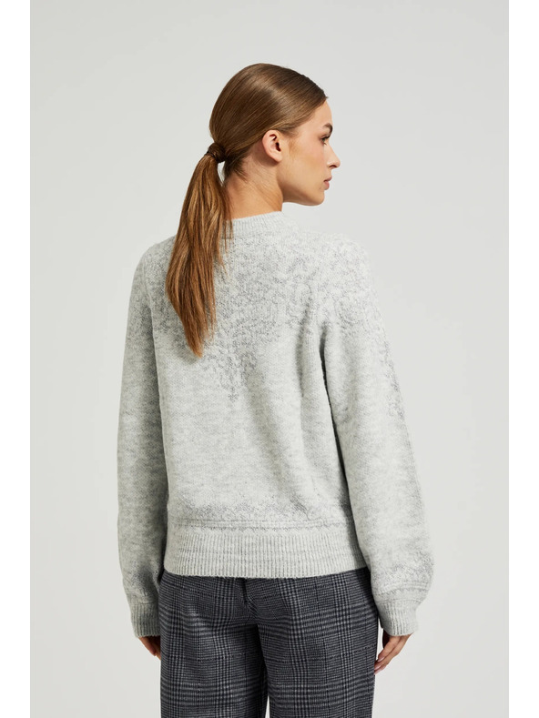 Moodo Суитшърт с лъскава нишка в сиво Moodo