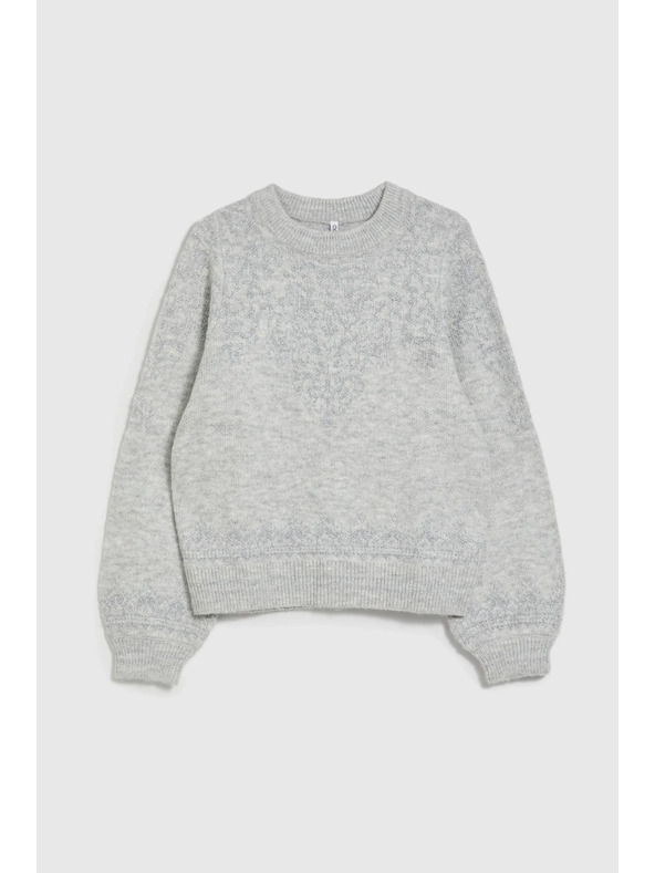 Moodo Суитшърт с лъскава нишка в сиво Moodo