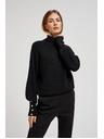 Moodo Суитшърт с висока яка и обемни ръкави в черно Moodo