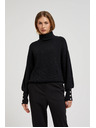 Moodo Суитшърт с висока яка и обемни ръкави в черно Moodo