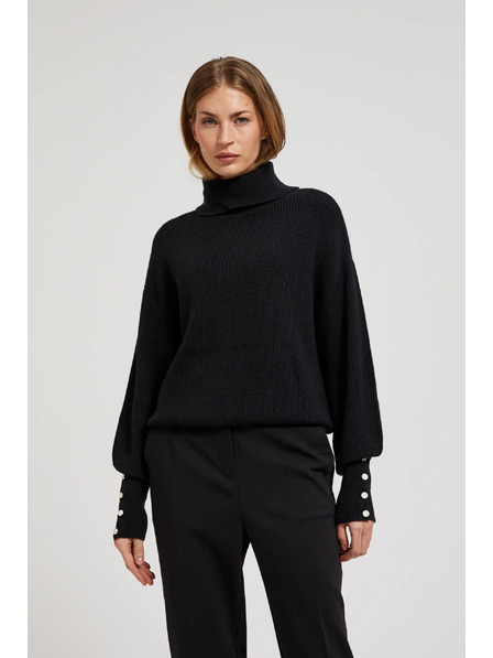 Moodo Суитшърт с висока яка и обемни ръкави в черно Moodo