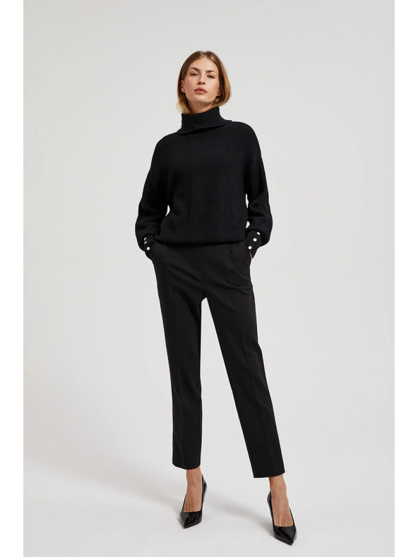 Moodo Суитшърт с висока яка и обемни ръкави в черно Moodo