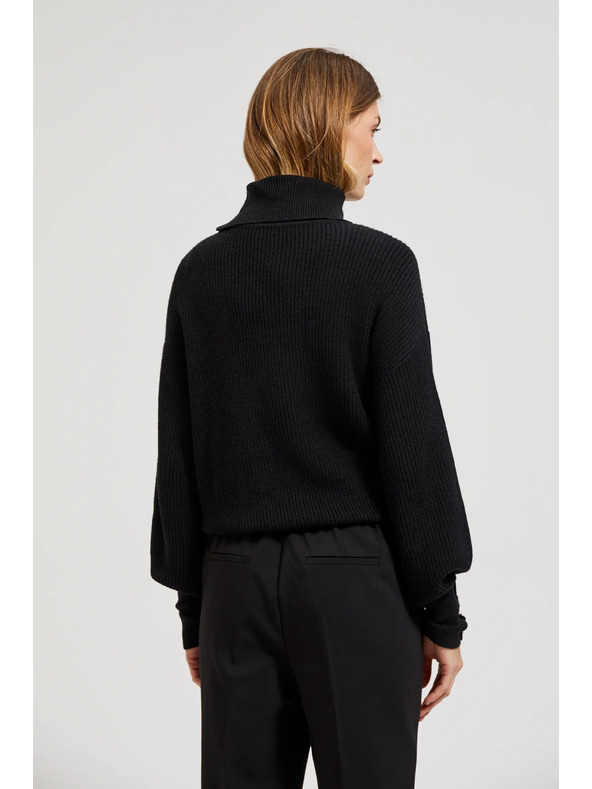 Moodo Суитшърт с висока яка и обемни ръкави в черно Moodo