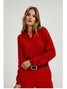 Moodo Суитшърт с яка и метализирана нишка в червено Moodo