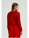 Moodo Суитшърт с яка и метализирана нишка в червено Moodo