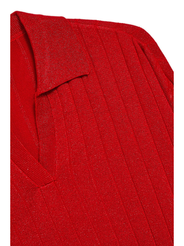 Moodo Суитшърт с яка и метализирана нишка в червено Moodo
