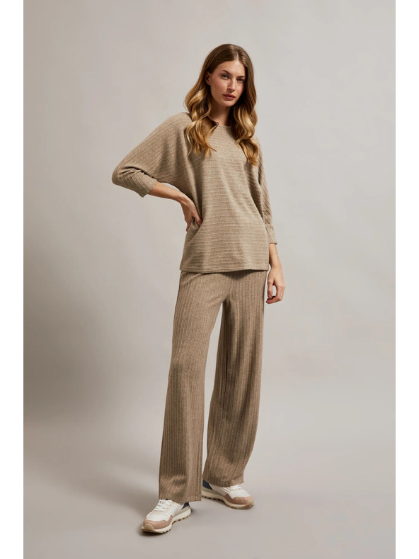 Moodo Суитшърт с метализирана нишка в бежово Moodo