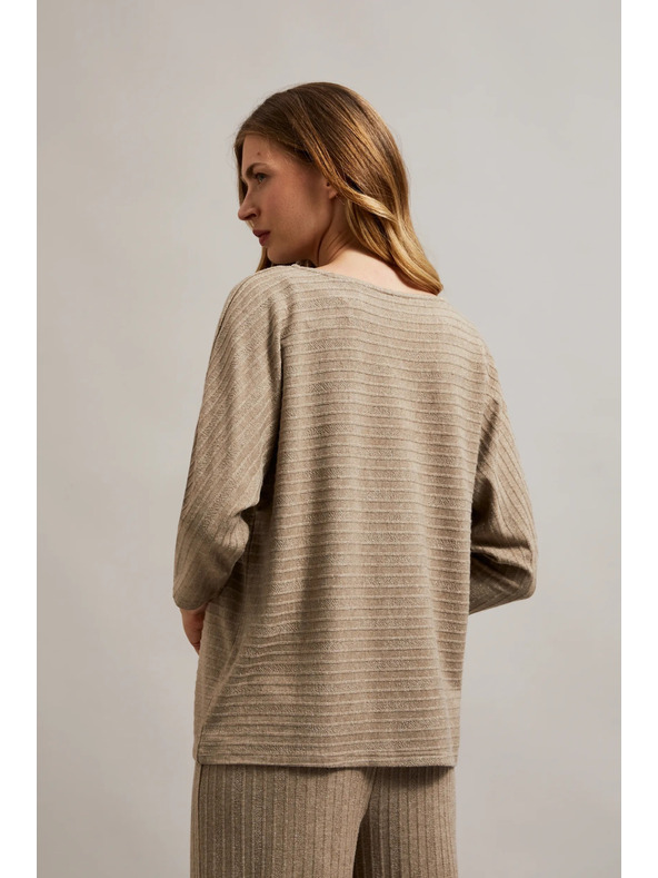 Moodo Суитшърт с метализирана нишка в бежово Moodo