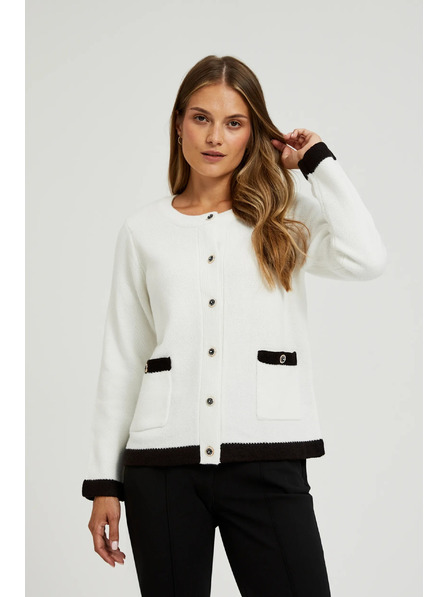 Moodo Бял разтегателен пуловер с декоративни копчета Moodo