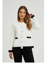 Moodo Бял разтегателен пуловер с декоративни копчета Moodo