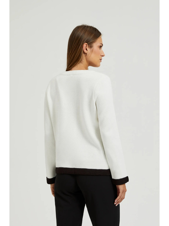 Moodo Бял разтегателен пуловер с декоративни копчета Moodo