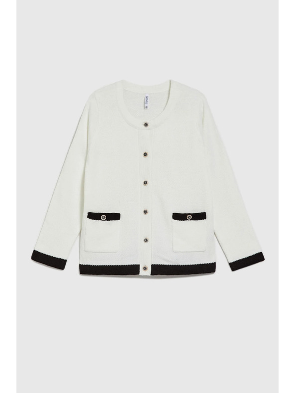 Moodo Бял разтегателен пуловер с декоративни копчета Moodo