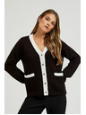 Moodo Черен кардиган с декоративни копчета и дълги ръкави Moodo