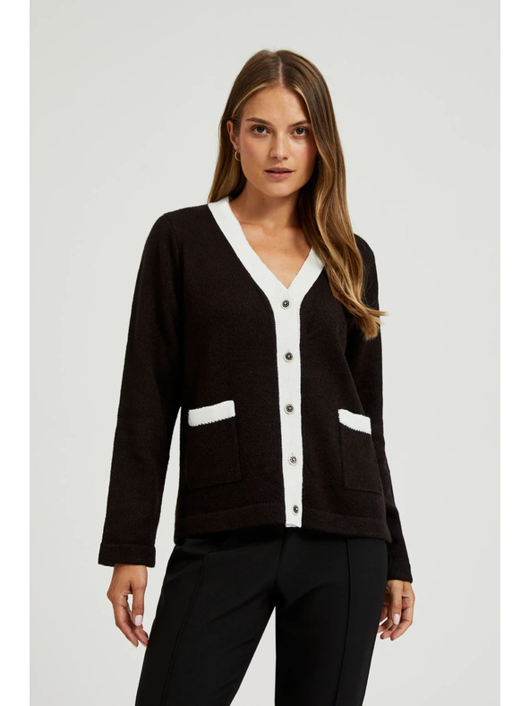 Moodo Черен кардиган с декоративни копчета и дълги ръкави Moodo
