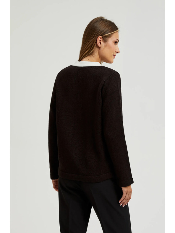 Moodo Черен кардиган с декоративни копчета и дълги ръкави Moodo