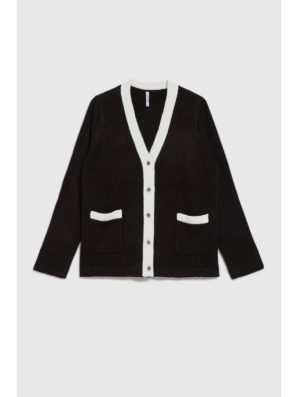 Moodo Черен кардиган с декоративни копчета и дълги ръкави Moodo