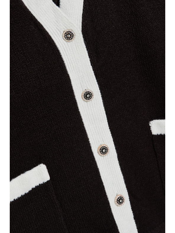 Moodo Черен кардиган с декоративни копчета и дълги ръкави Moodo