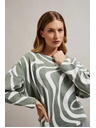 Moodo Оливена блуза с геометричен десен и дълги ръкави Moodo