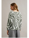 Moodo Оливена блуза с геометричен десен и дълги ръкави Moodo