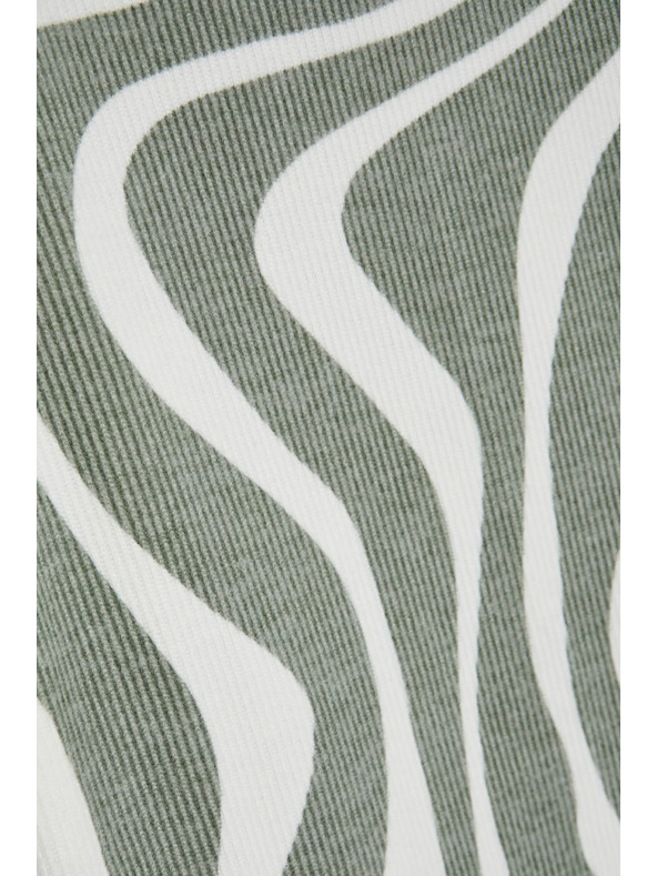 Moodo Оливена блуза с геометричен десен и дълги ръкави Moodo