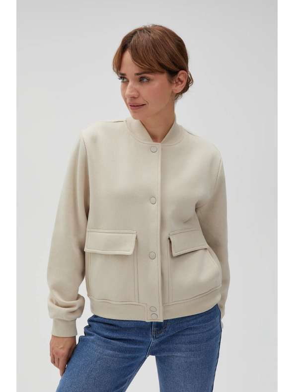 Moodo Бежов суитшърт бомбър Moodo