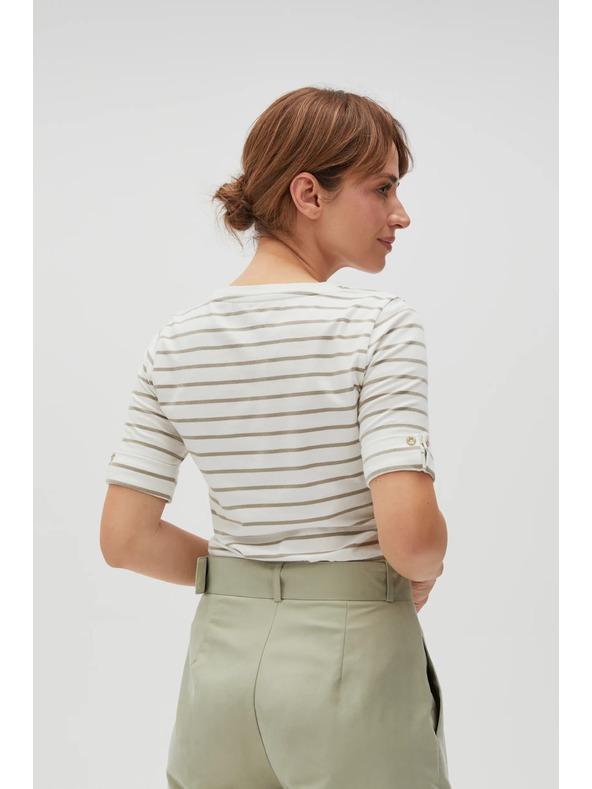 Moodo Маслиненозелена райета блуза с кръгло деколте Moodo