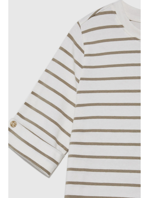 Moodo Маслиненозелена райета блуза с кръгло деколте Moodo