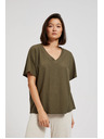 Moodo Маслинена блуза с V-образно деколте Moodo