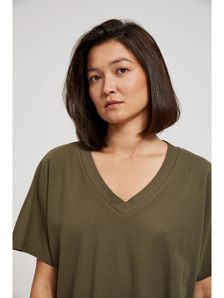 Moodo Маслинена блуза с V-образно деколте Moodo